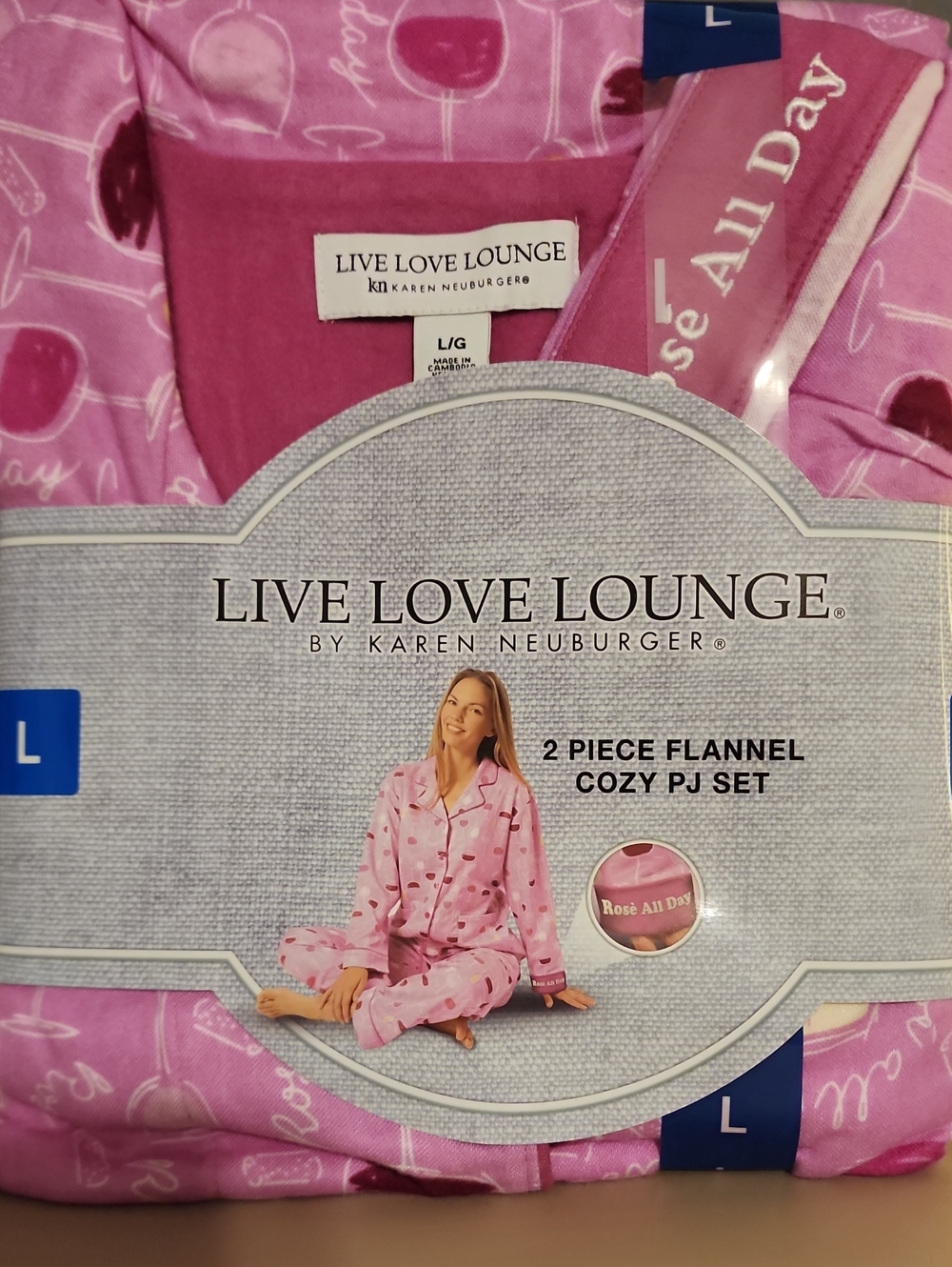 Karen Neuburger Live Love Lounge Pink Flannel 2-Piece Cozy PJ Set